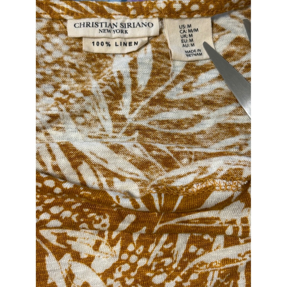 Christian‎ Siriano New York 100% Linen Tropical Print Sleeveless Cowl Neck Top M - Picture 2 of 4